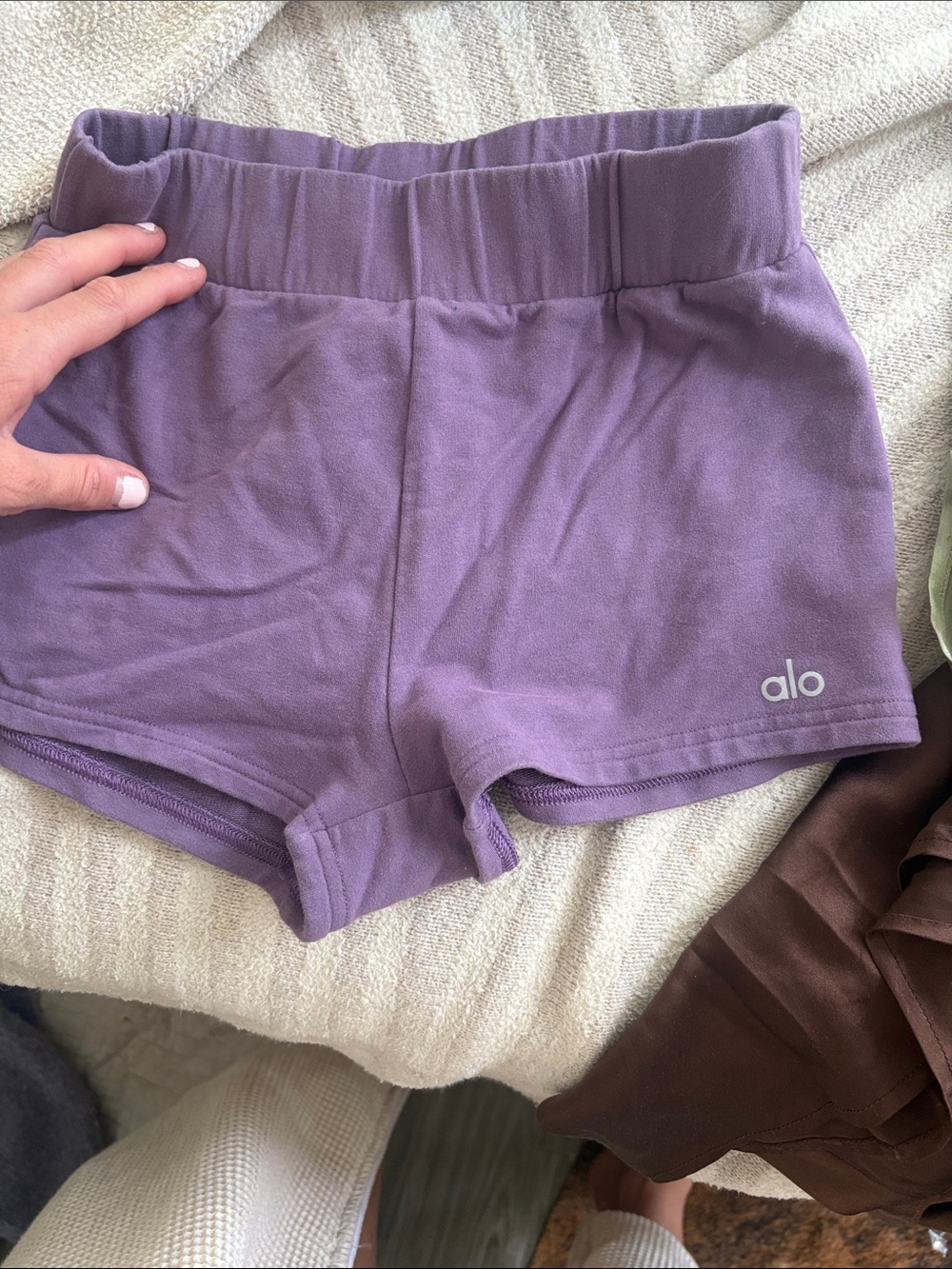 ALO Yoga Lavender High-Rise Athletic Lounge Shorts